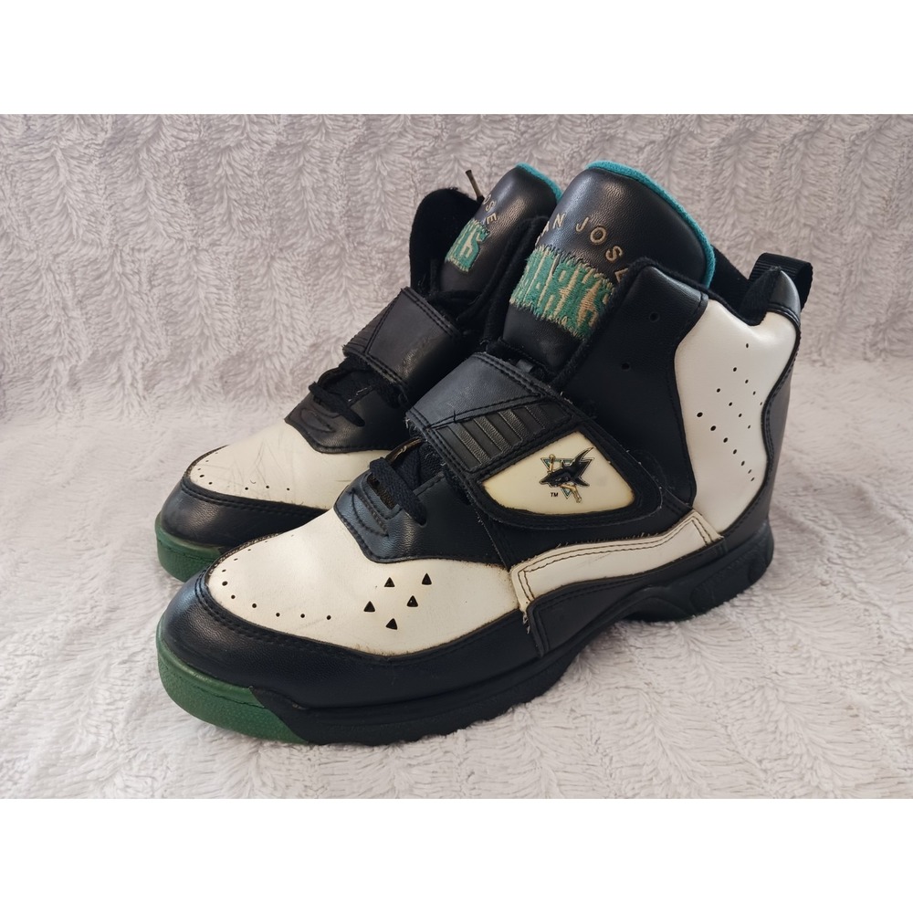Vintage 90s San Jose Sharks Shoes High Top Men's Size 11 Official NHL Hockey